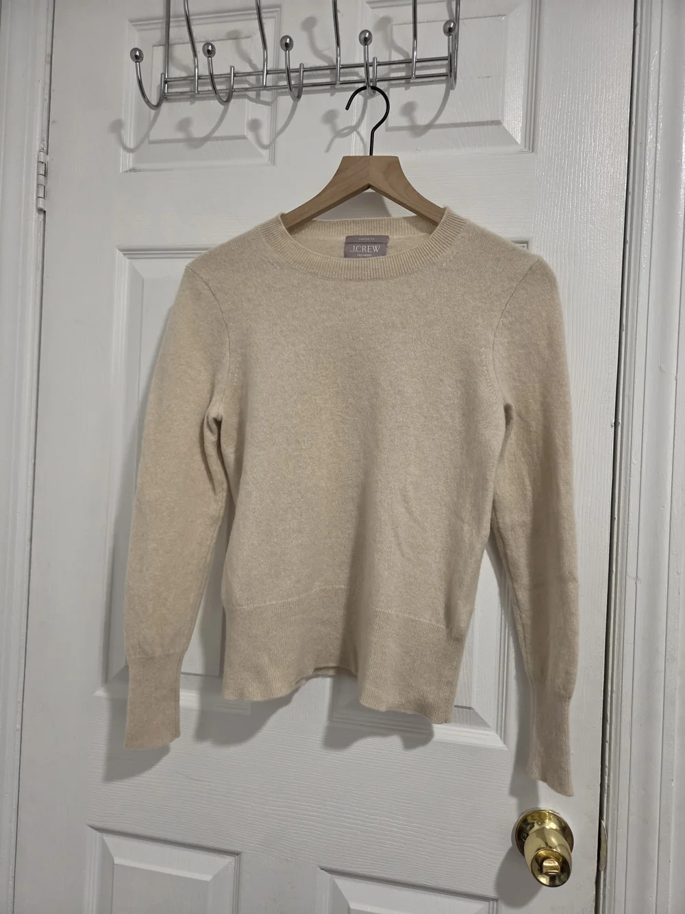 J. Crew Women's Cream Cashmere Blend Crewneck Sweater